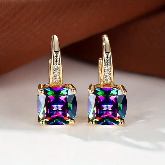 Mystica™ | 18K Gold Stone Hoop Earrings