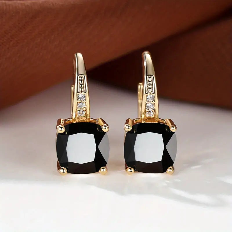 Mystica™ | 18K Gold Stone Hoop Earrings