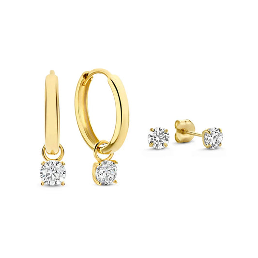 Larmes™ | 14K Gold Stone Earrings Set