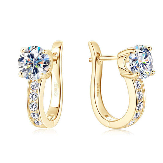 Channel™ | 18K Gold Moissanite Huggie Earrings